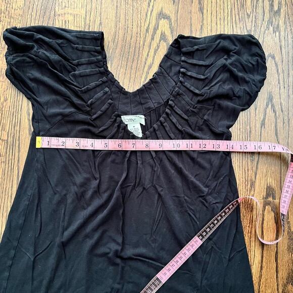 Topin Black V Neck Textured Blouse - Medium - Picture 6 of 7